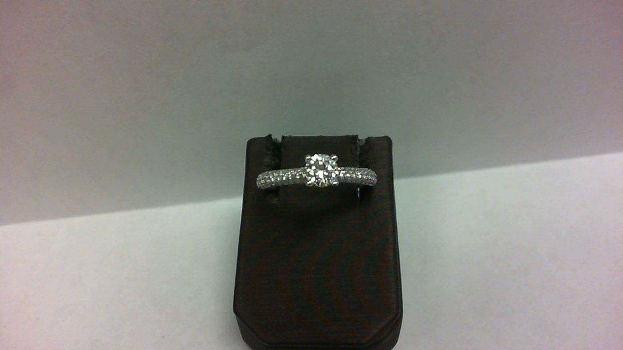 Bague fiançailles solitaire, Couleur Or: Blanc White