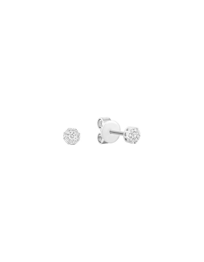 Boucles D'oreilles lotus diamants, Couleur: Blanc White, Poids diamants: 0.10ct