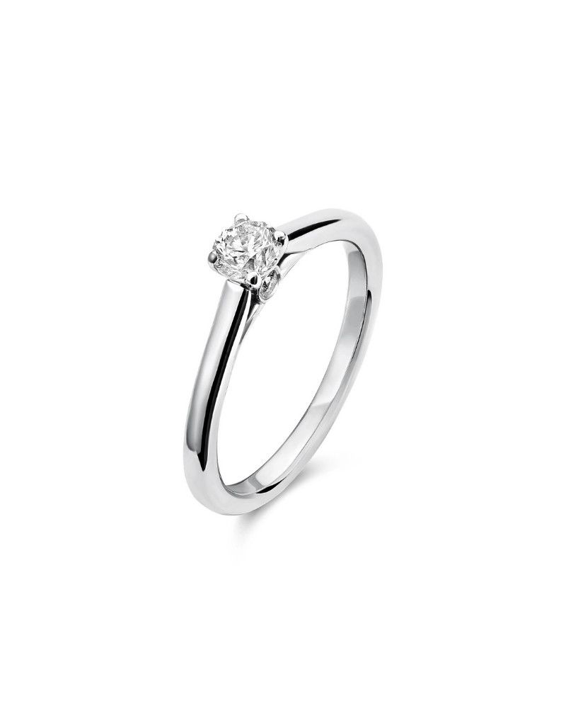 Bague fiançailles solitaire, Couleur: White/Blanc, Poids diamants: 0.35ct