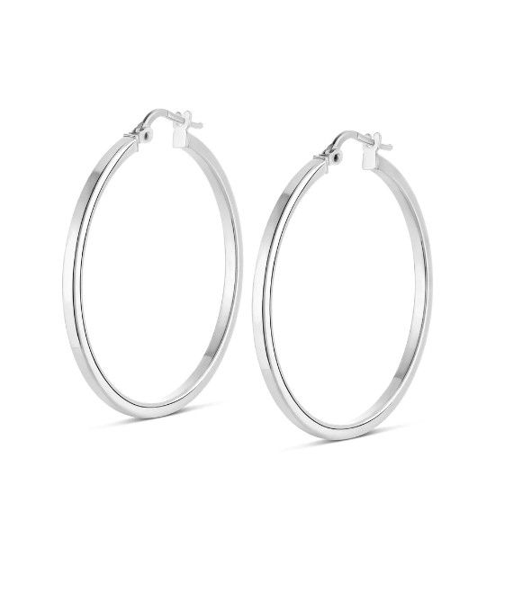 Miss Mimi Large Round Tube Hoops in White Miss Mimi Large Round Tube Hoops in White