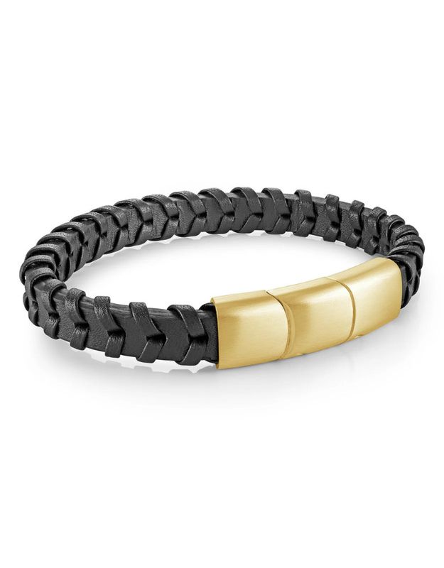 Italgem steel leather bracelet