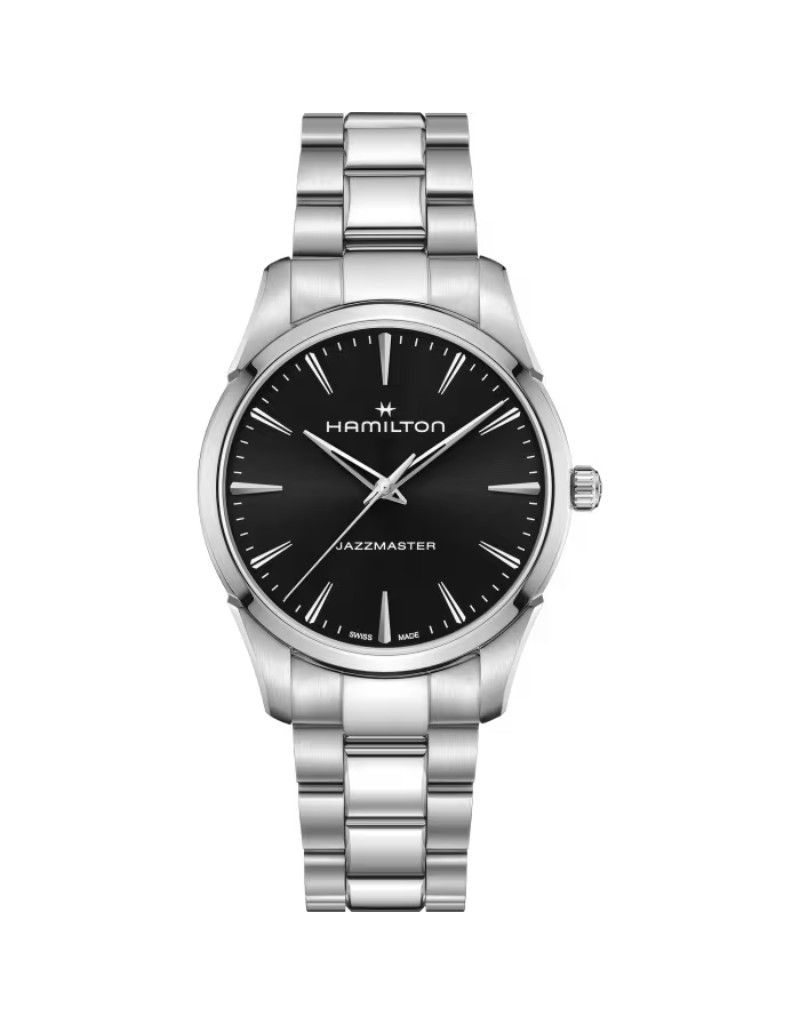 Hamilton Jazzmaster Quartz  boitier 40 mm acier inoxydable fond noir