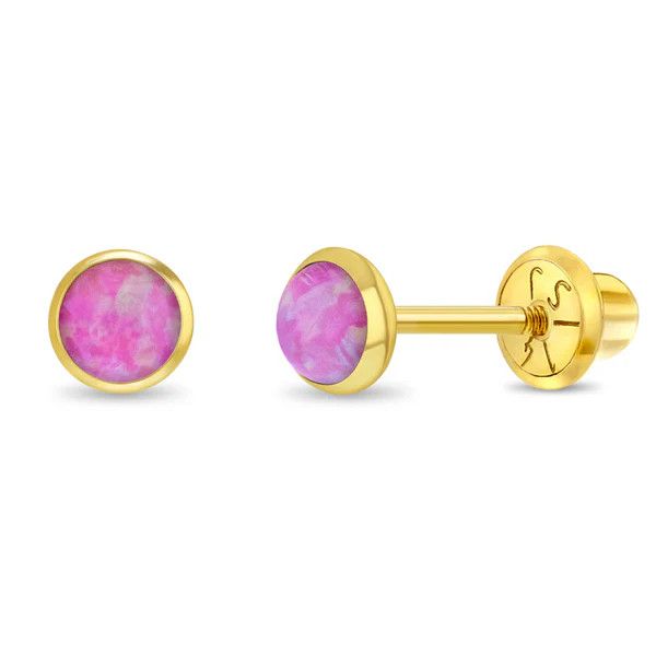 Pink opal babies children earrings