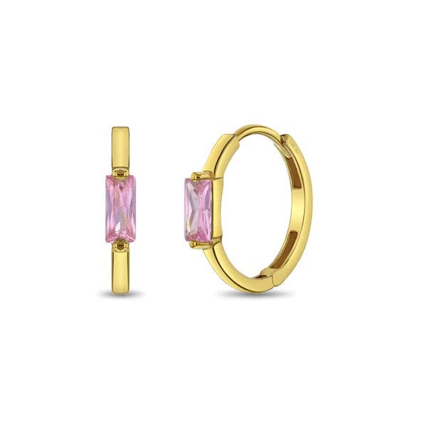 Baguette Cut Girls Huggie Earrings Baguette Cut Girls Huggie Earrings