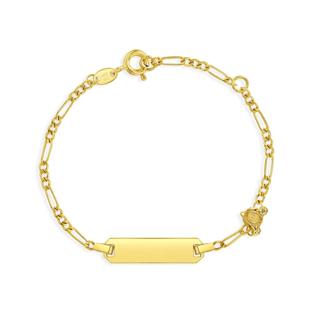 Gold Carriage Charm ID Bracelet