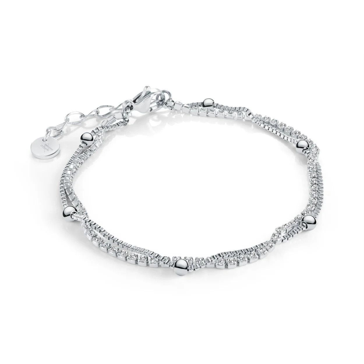 Veloria Double Row Bracelet, Colour: Acier