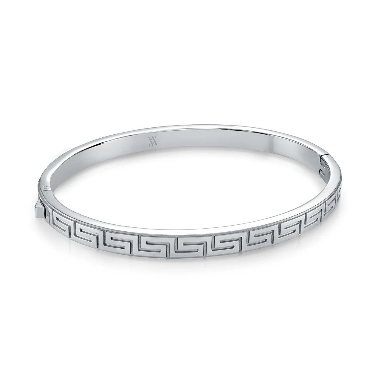Veloria Greek Key Bangle Bracelet, Colour: Steel