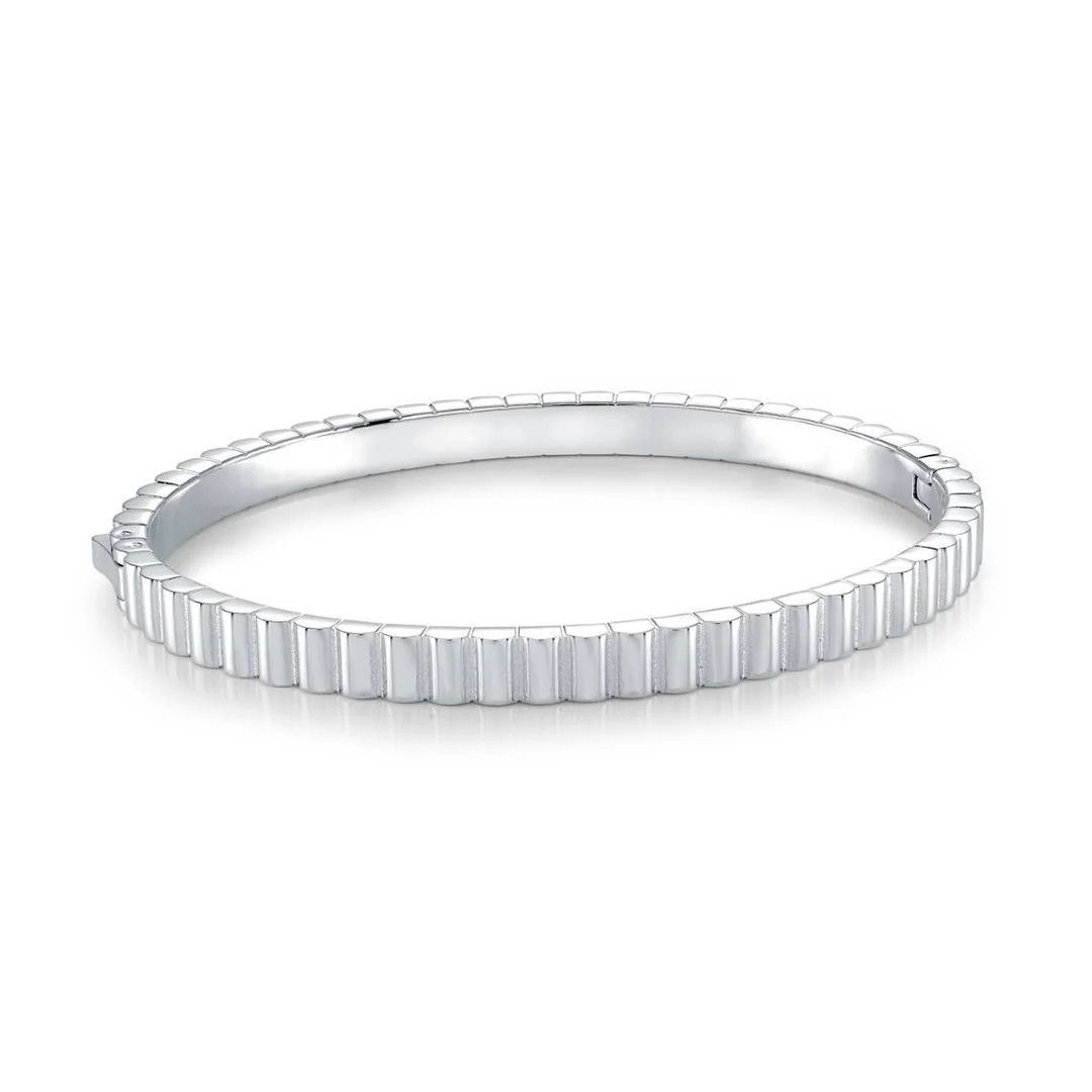 Veloria bracelet jonc motif côtelé, Couleur: Acier