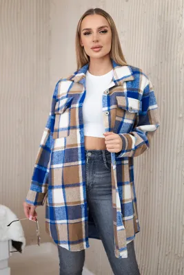 Koszula ,ciepła ,modna, stylowa w klasyczną kratę - chabrowa