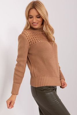 Sweter z golfem - brązowy