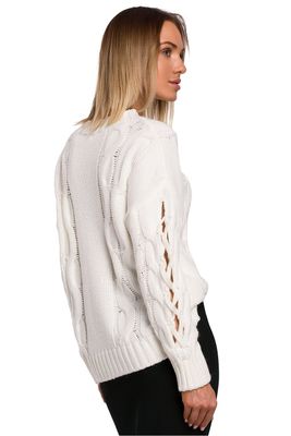 Sweter z rozcięciami na rękawach - beżowy