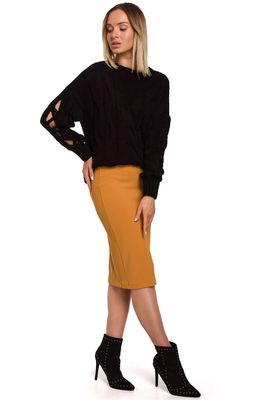 Sweter z rozcięciami na rękawach - czarny