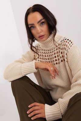 Sweter z golfem - beżowy