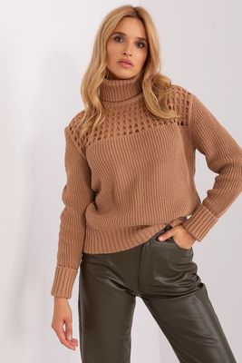 Sweter z golfem - brązowy