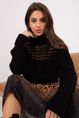 Sweter z golfem - czarny