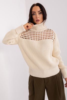 Sweter z golfem - beżowy