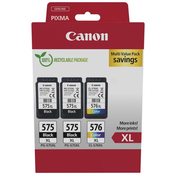 Original Canon PG-575XL & CL-576XL / 5437C004 Tinte Multipack schwarz, color (3 Stück)
