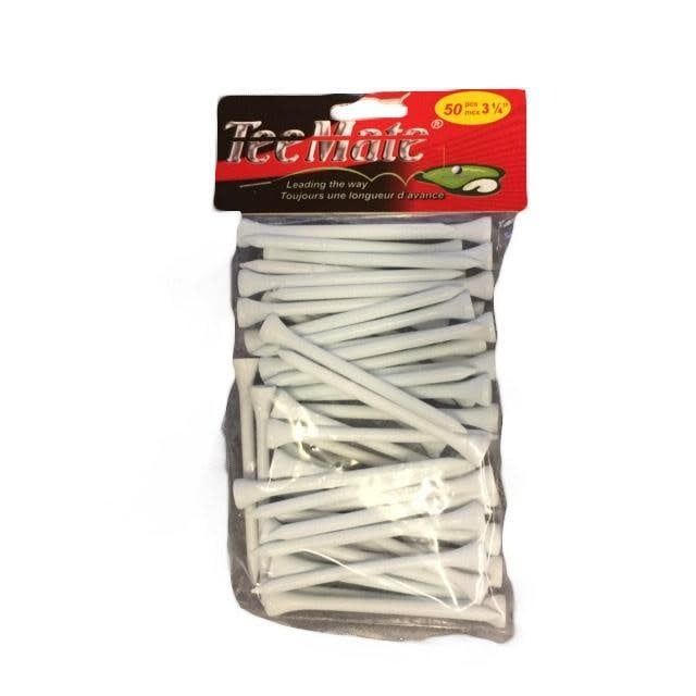 Tee Mate Regular Wood Tees White 50 Pack 3-1/4