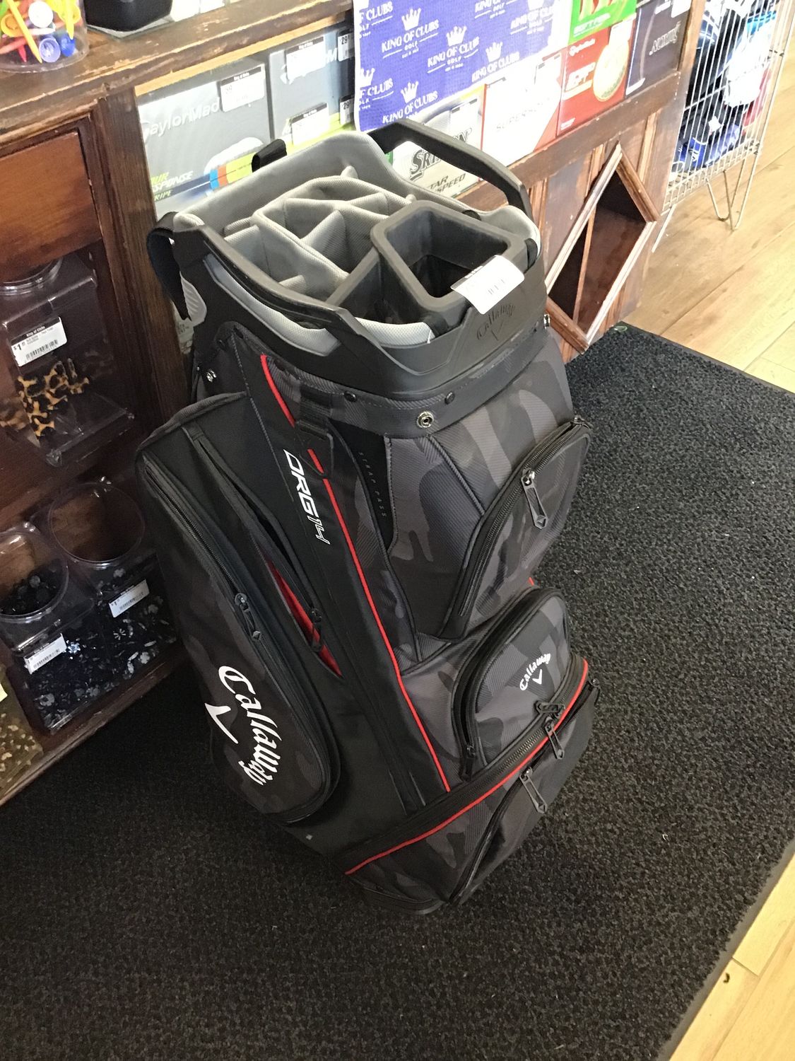Used Callaway Org 14 cart bag black/ red/ camo