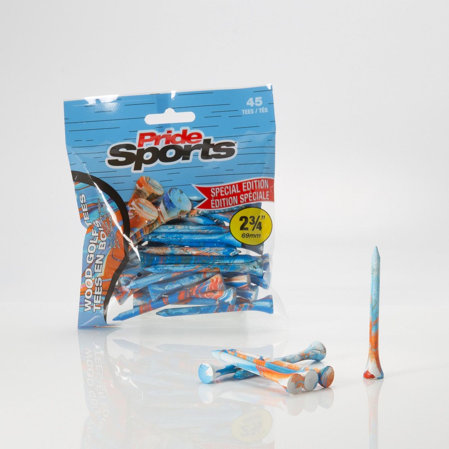 Splatter Tee Blue/Orange 2 3/4&quot; Wood 45 pc