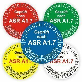 ASR A1.7 - Ø 40mm Wartungsetiketten blau/rot/grün od. gelb ASR A1.7 - Ø 40mm Wartungsetiketten blau/rot/grün od. gelb