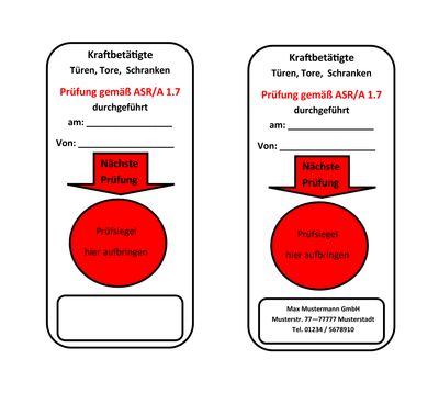 Grundplakette Geprüft ASR A1.7 Grundplakette Geprüft ASR A1.7