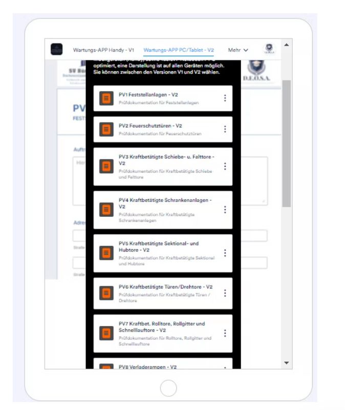 Prüf- und Wartungs-APP Prüf- und Wartungs-APP