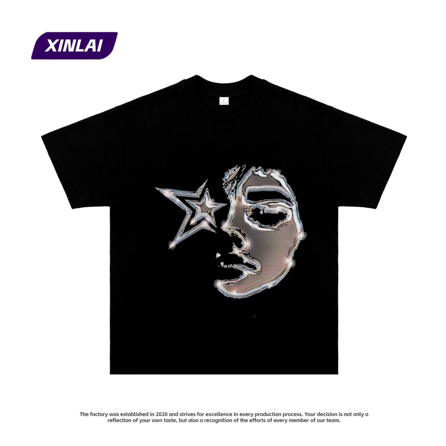 Hip Hop European And American Fashion Brand Digital Direct Injection Printing Loose American High Street 300g Cotton Short Sleeve T-shirt Men And Women Long Sleeve