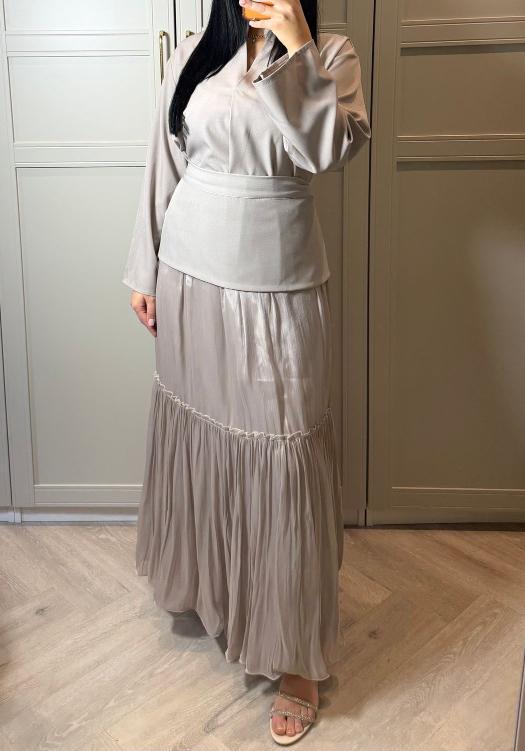 Beige 2 set abaya