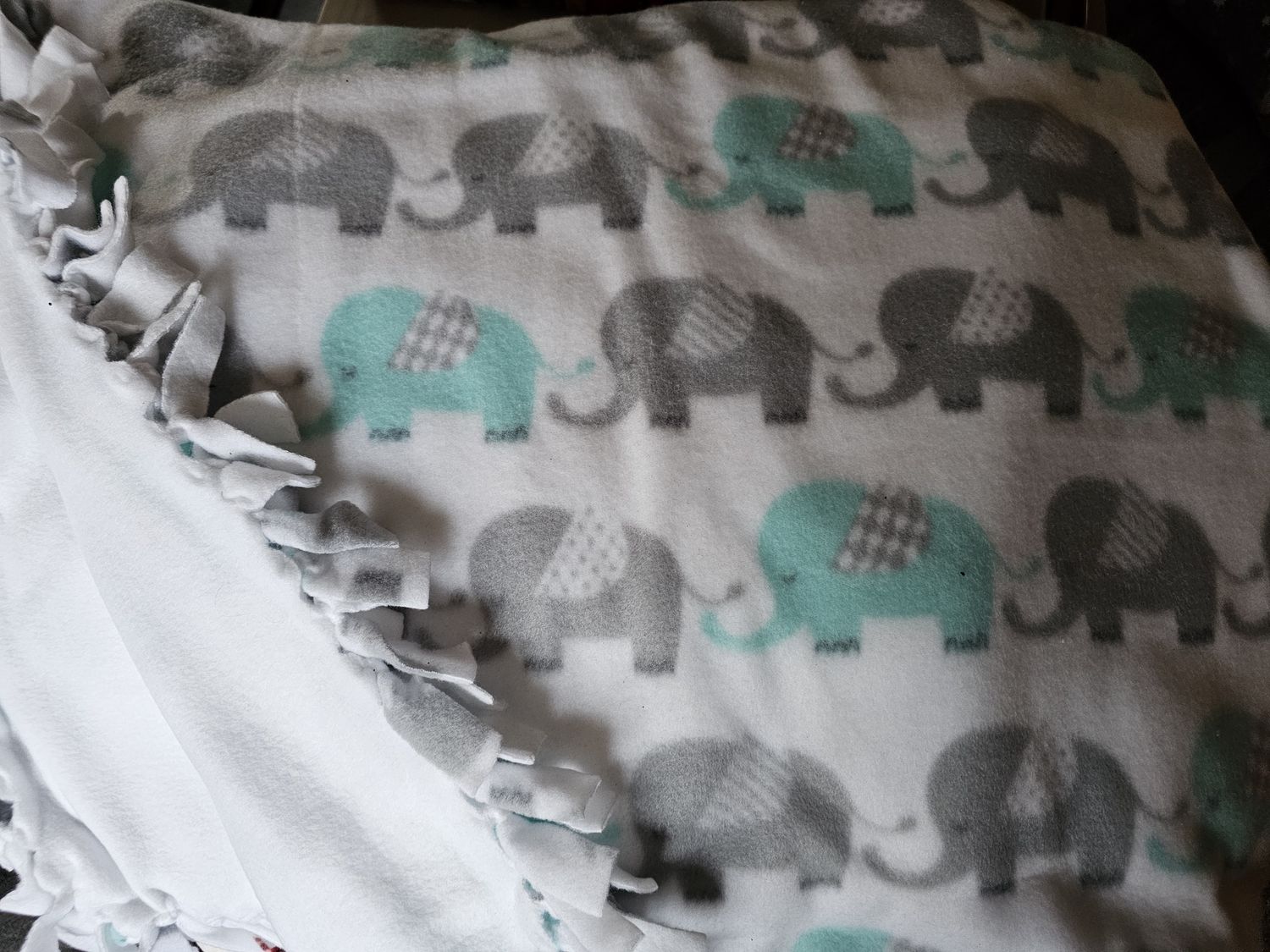 Polar Fleece-Baby Elephants (white)
