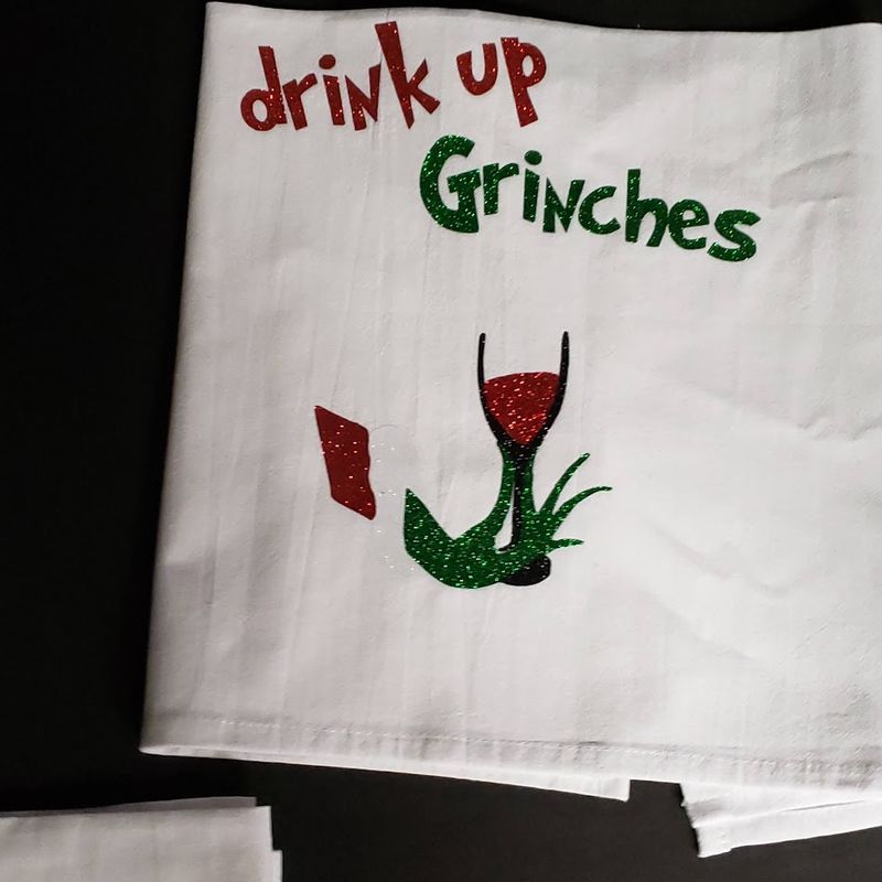 Flour Sack Towels-Drink up Grinches