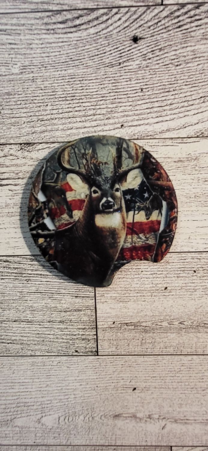 Car Coasters- Individual-Buck &amp; Flag