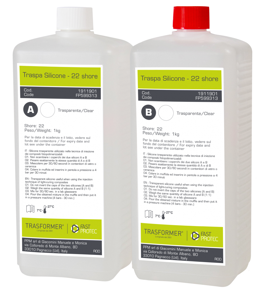 Silicone trasparente 25 sh 1 kg A+ 1 Kg B
