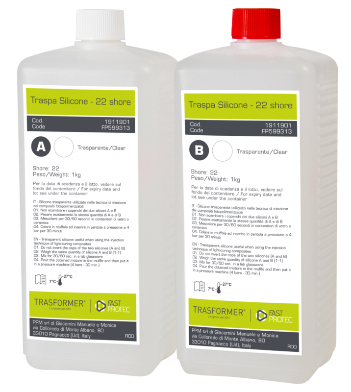 Silicone trasparente 25 sh 1 kg A+ 1 Kg B