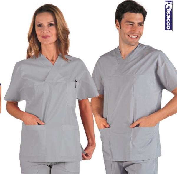 Casacca collo a V unisex grigio taglia S