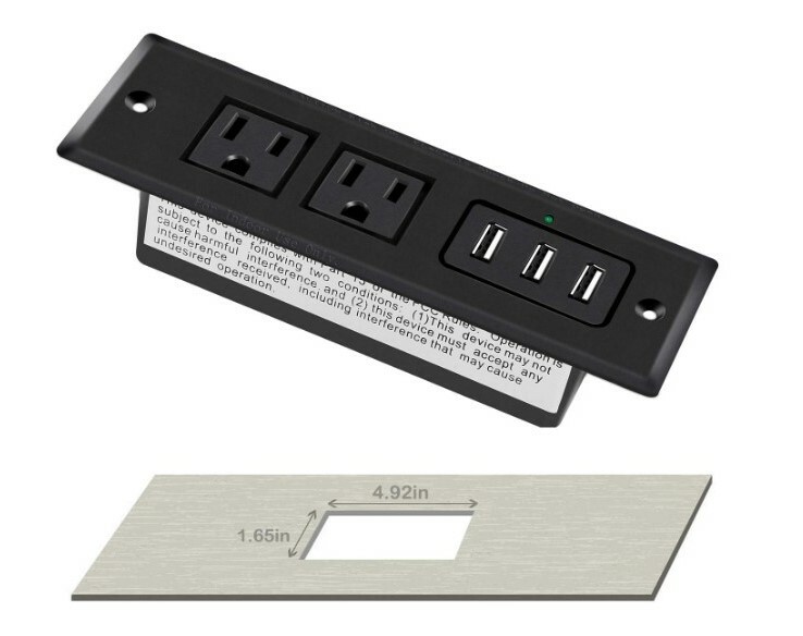 Recessed Power Strip with 3 USBs