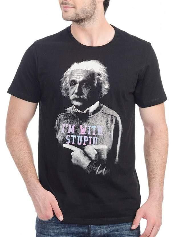 Einstein I&#39;m With Stupid Black Half Sleeve Men