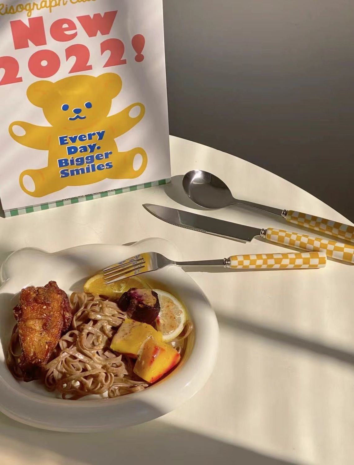 6 - Pack Modern Checkered Flatware Sets ( $4 / count ), Color: Yellow Set Of 6 Pcs