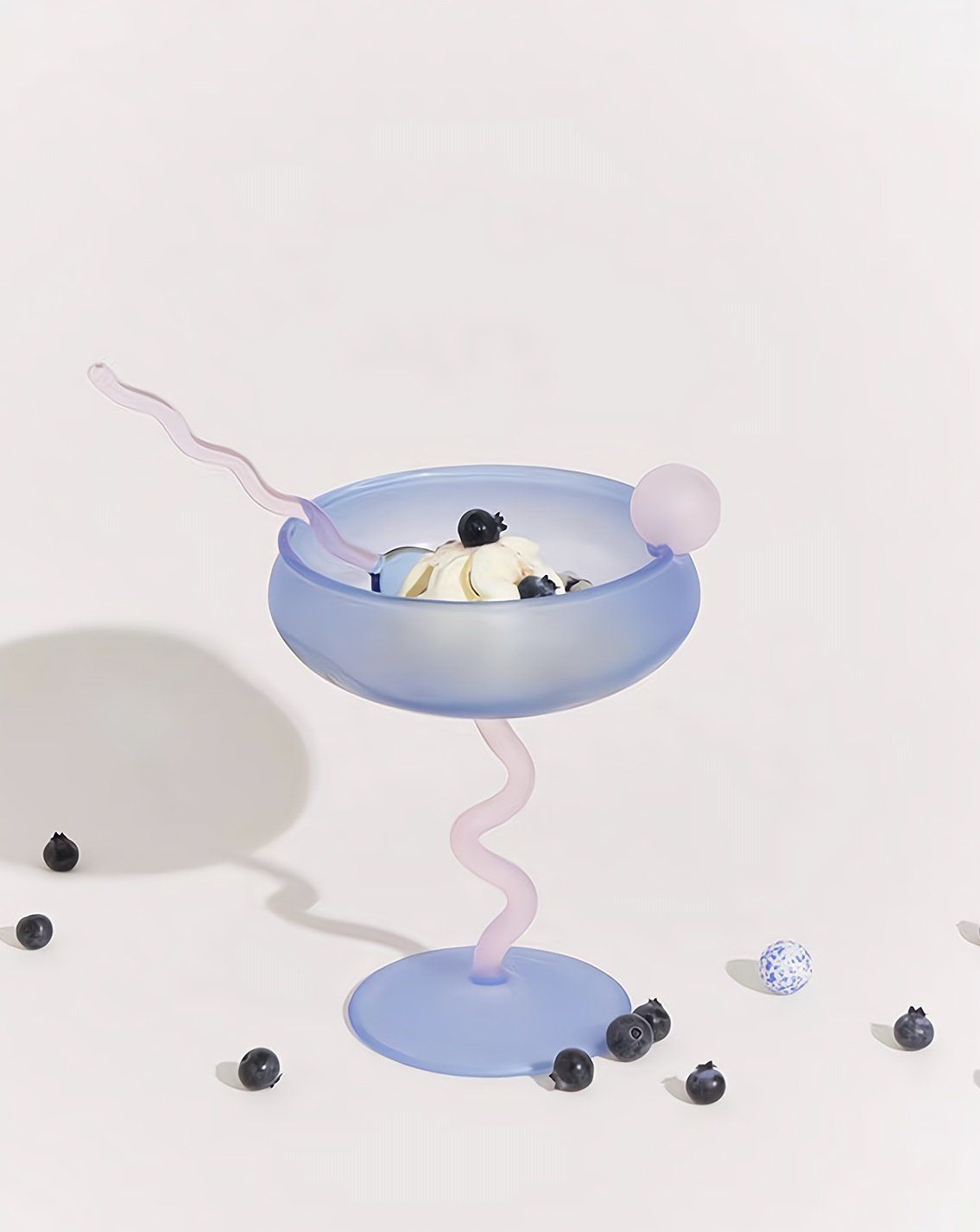 Jelly Bean Wine Glass - Whimsical Eclectic Dopamine Cocktail Coupe, Style: Blueberry