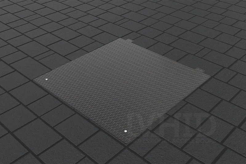 Floor hatches with a metal cover