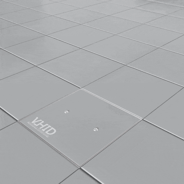 Hidden aluminum access cover for filling with flooring, model Mexor