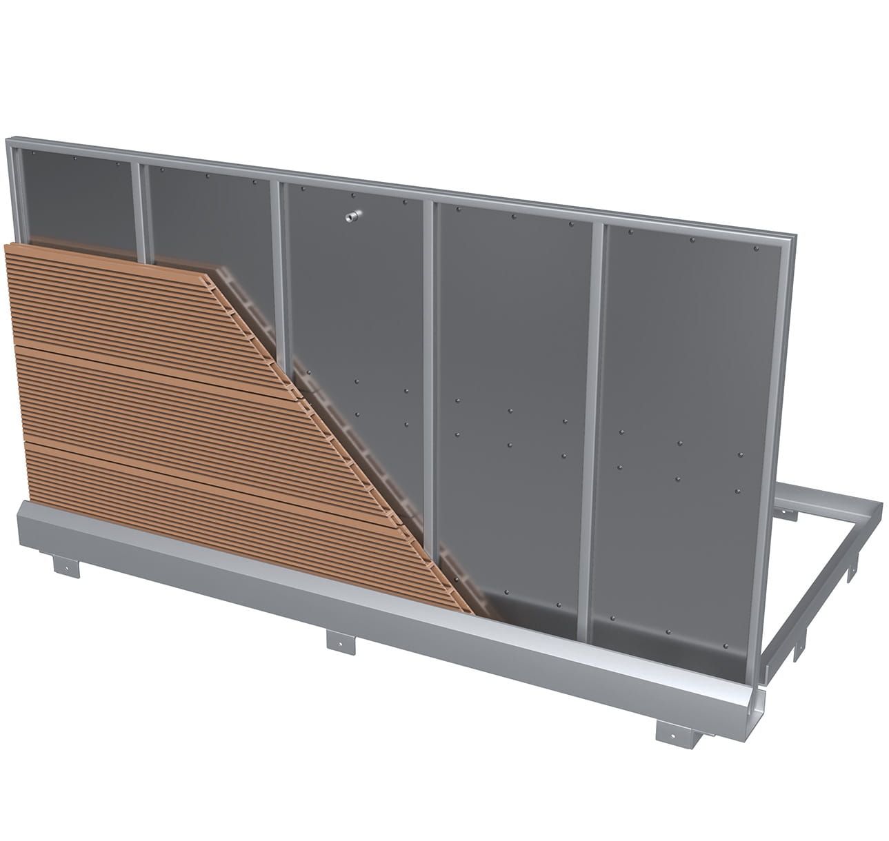 Hidden outdoor floor hatch for decking boards with gas springs and damper, mod. MARAUS Decking, made of stainless steel