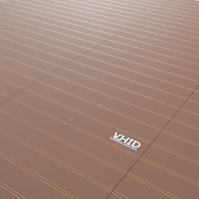 Hidden outdoor floor hatch for decking boards with gas springs and damper, mod. MARAUS Decking, made of stainless steel