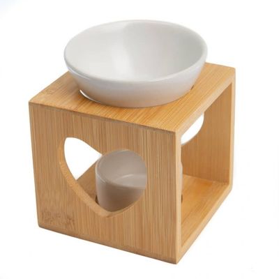 Luxe Aromabrander Bamboe Hart – Wit