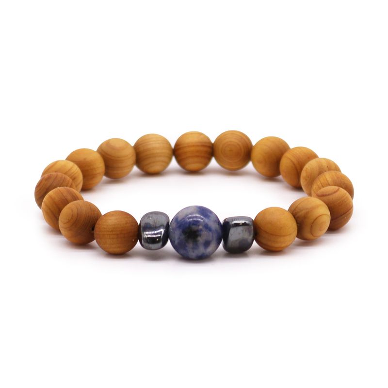 Armband - Cederhout Keelchakra met Sodaliet