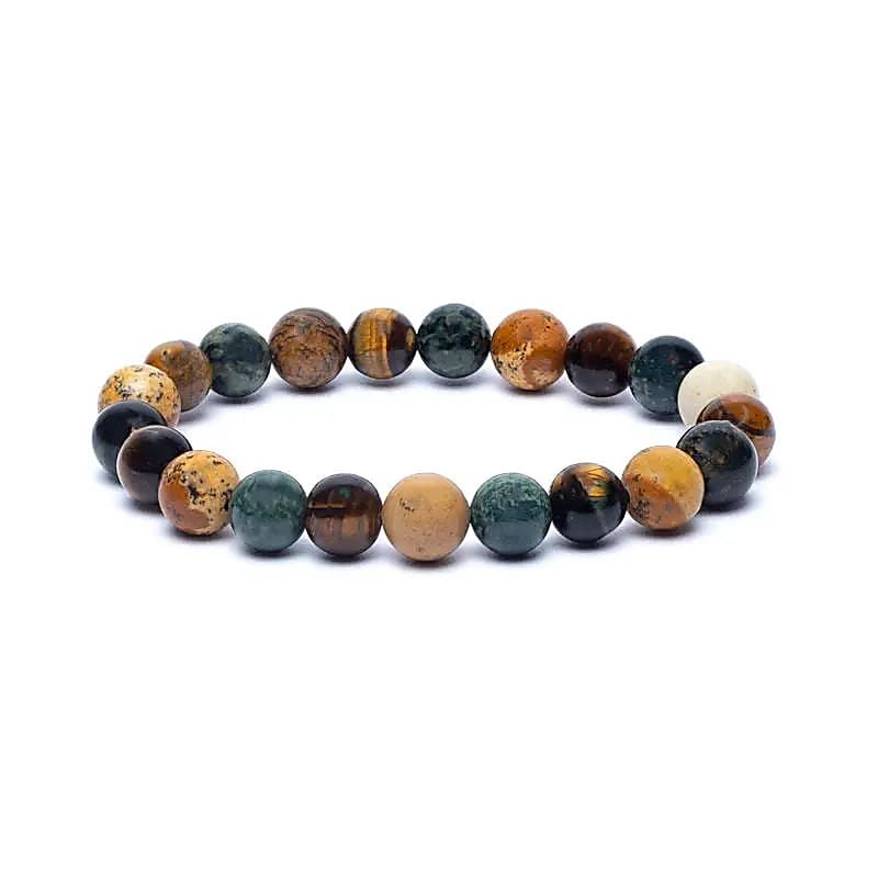 Armband kambaba jaspis/tijgeroog/picture jaspis elastisch