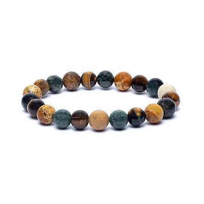 Armband kambaba jaspis/tijgeroog/picture jaspis elastisch