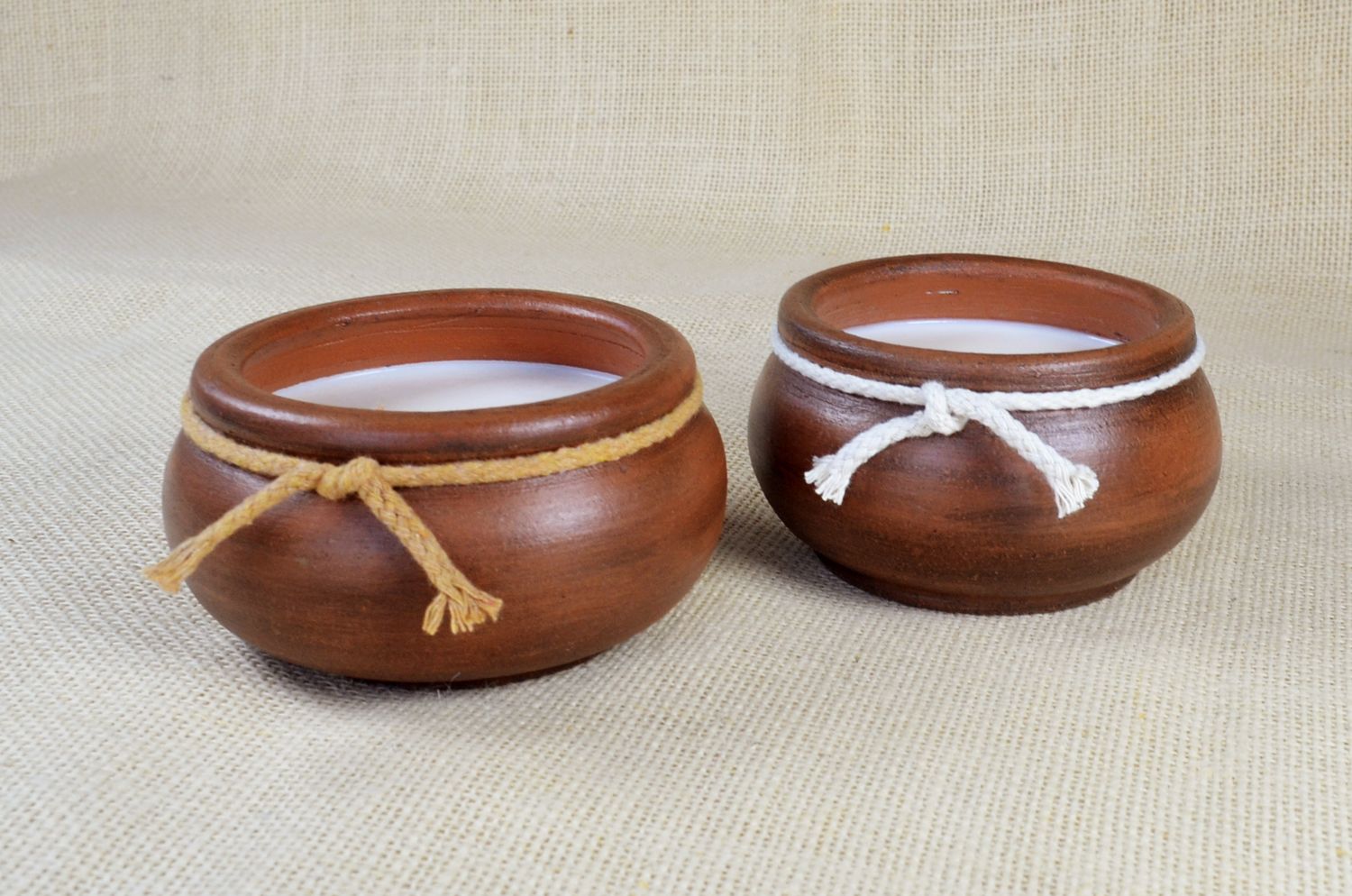Set of 2 Hand-Painted Terracotta Soy-Coconut Candles, 7.5 oz. each, available in 3 Fragrances/Colors.