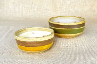 Set of 2 Hand-Painted Terracotta Soy-Coconut Candles, 10 oz. each, available in 3 Fragrances/Colors.