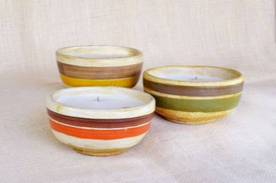 Set of 3 Hand-Painted Terracotta Soy-Coconut Candles, 10 oz. each, available in 3 Fragrances/Colors.